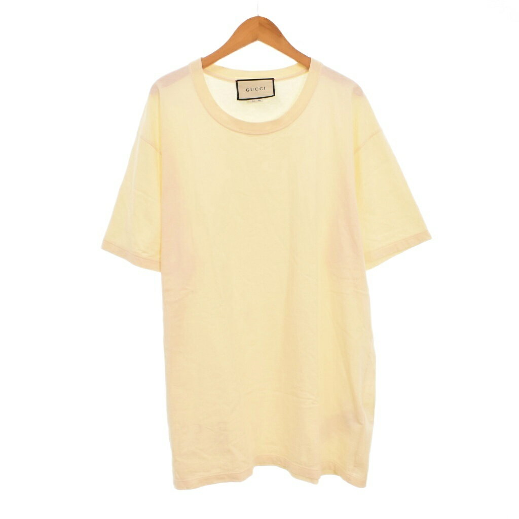gucci///////////////\' - 【中古】グッチ GUCCI 19AW Tシャツ 半袖 クルーネック ロゴ プリント L アイボリー 548334-XJBAW メンズ 【ベクトル 古着】 260617