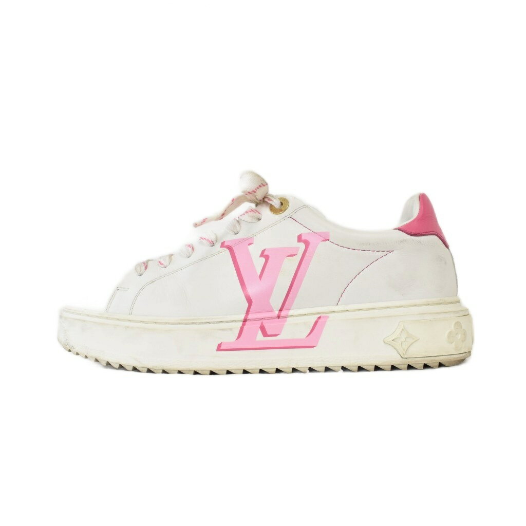 ルイヴィトン LOUIS VUITTON Women's Time Out Sneaker Rose ウィメンズ タイムアウト ライン スニーカー 37.5 白 ホワイト ☆AA★ レディース  260624