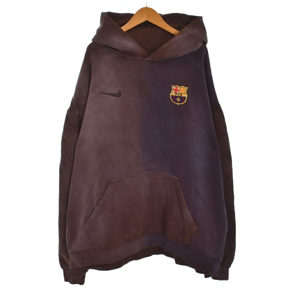 ナイキ NIKE Travis Scott Cactus Jack × FC Barcelona Split-Dye Crest Hoodie パーカー フーディー ロゴ刺繍 ロゴプリント XXL 茶 ブラウン ■GY28 ☆AA★ メンズ  260630