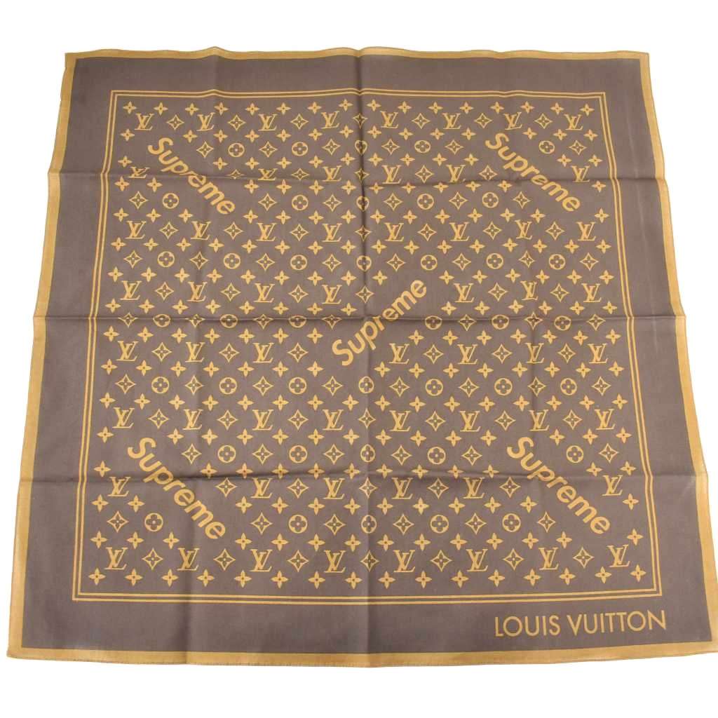 【中古】ルイヴィトン LOUIS VUITTON シュプリーム Supreme Monogram Bandana モノグラム バンダナ スカーフ 茶 ブラウン メンズ 【ベクトル 古着】 260805