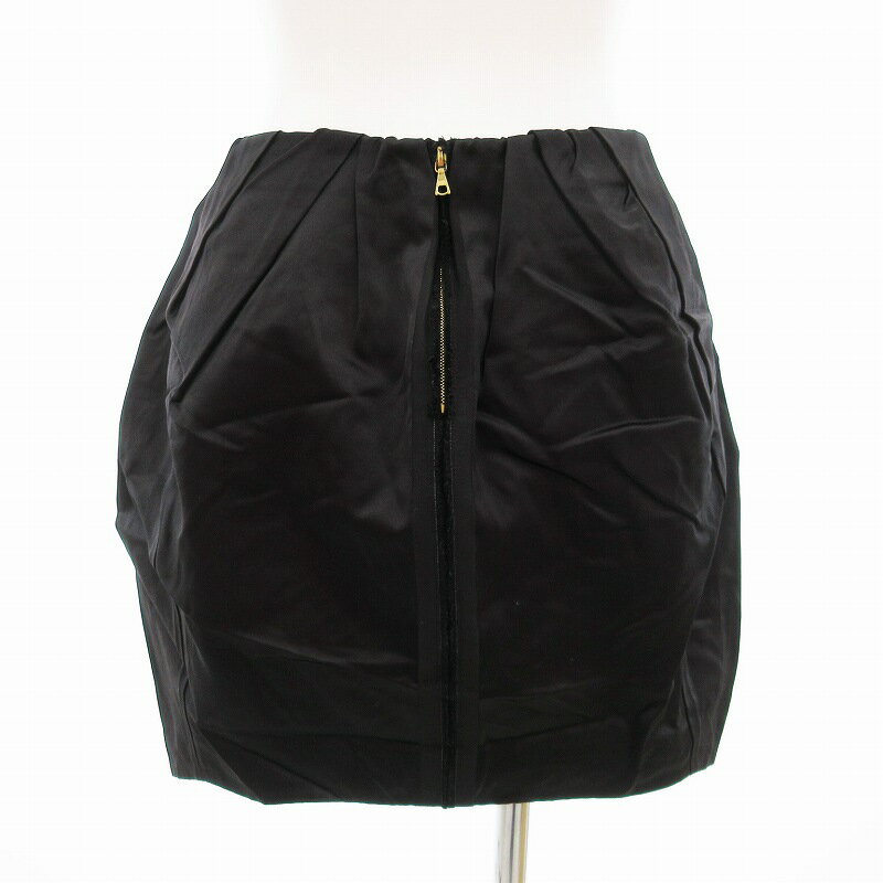 【中古】ドゥロワー Drawer 美品 ミニスカート タック タイト 絹 シルク混 36 S 黒 ブラック ■GY03 /VU◇ 0214 レディース 【ベクトル 古着】 250214