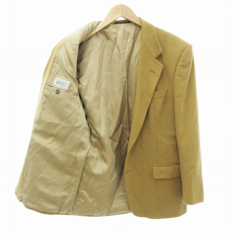 【中古】LANCIO カシミヤ テーラードジャケット 2B 総裏地 メルトン イタリア製 46 キャメル /JS メンズ 【ベクトル 古着】 250502
