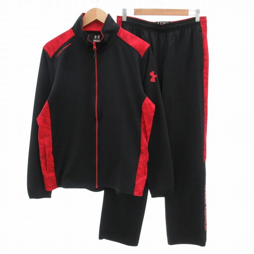 【中古】アンダーアーマー UNDER ARMOUR セットアップ ジャージ トラックジャケット イージーパンツ ロゴプリント LG 黒 ブラック 赤 レッド /FF メンズ 【ベクトル 古着】 250618 【中古】アンダーアーマー UNDER ARMOUR セットアップ ジャージ トラックジャケット イージーパンツ ロゴプリント LG 黒 ブラック 赤 レッド /FF メンズ 【ベクトル 古着】 250618