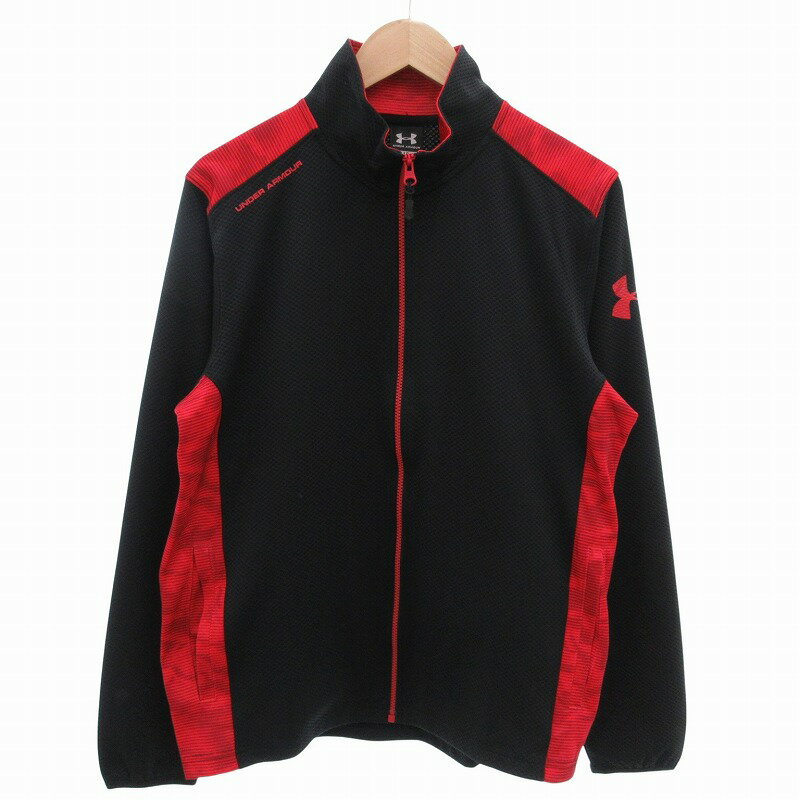 【中古】アンダーアーマー UNDER ARMOUR セットアップ ジャージ トラックジャケット イージーパンツ ロゴプリント LG 黒 ブラック 赤 レッド /FF メンズ 【ベクトル 古着】 250618