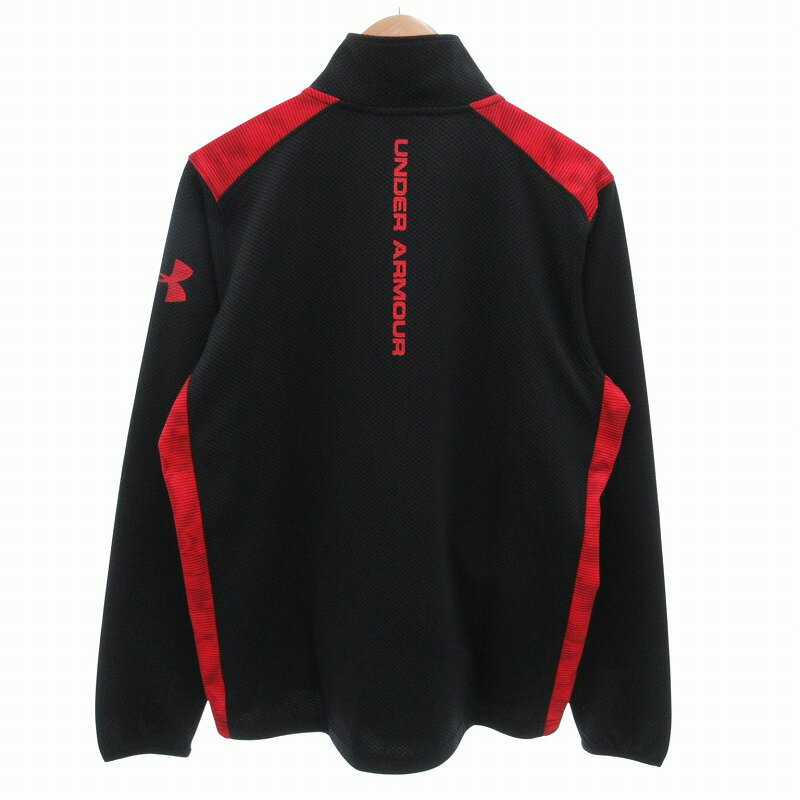 【中古】アンダーアーマー UNDER ARMOUR セットアップ ジャージ トラックジャケット イージーパンツ ロゴプリント LG 黒 ブラック 赤 レッド /FF メンズ 【ベクトル 古着】 250618