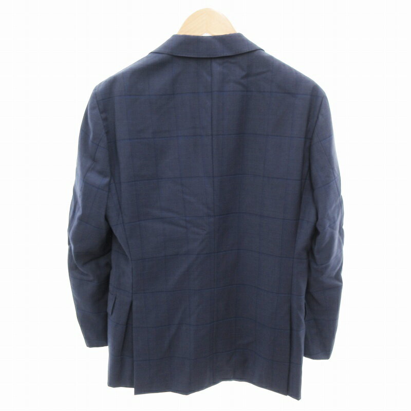 【中古】シップス SHIPS カジュアルスーツ セットアップ ジャケット パンツ 総裏 3B チェック柄 46 紺 ネイビー /HO ■GY99 メンズ 【ベクトル 古着】 250623