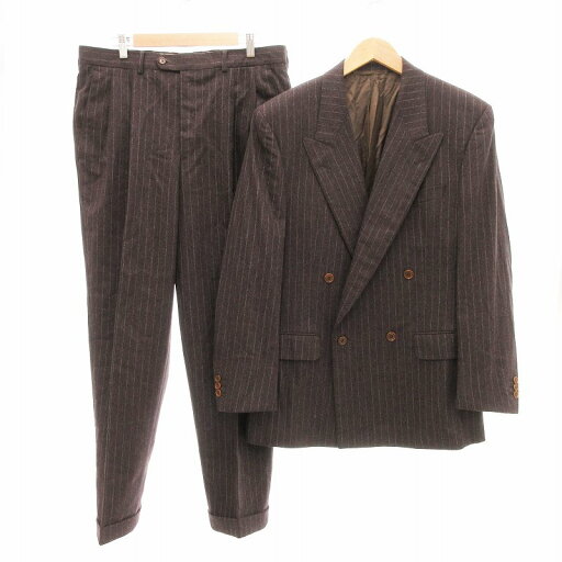 【中古】ルチアーノバルベラ LUCIANO BARBERA スーツ セットアップ テーラードジャケット パンツ ダブルブレスト ストライプ 50 茶 ブラウン /JS メンズ 【ベクトル 古着】 250715 【中古】ルチアーノバルベラ LUCIANO BARBERA スーツ セットアップ テーラードジャケット パンツ ダブルブレスト ストライプ 50 茶 ブラウン /JS メンズ 【ベクトル 古着】 250715