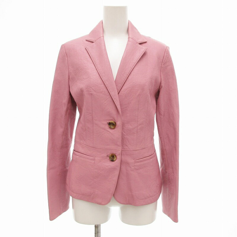 【中古】エル ELLE レザージャケット シープスキン ノッチドラペル 38 ピンク /JS ■FF レディース 【ベクトル 古着】 250718