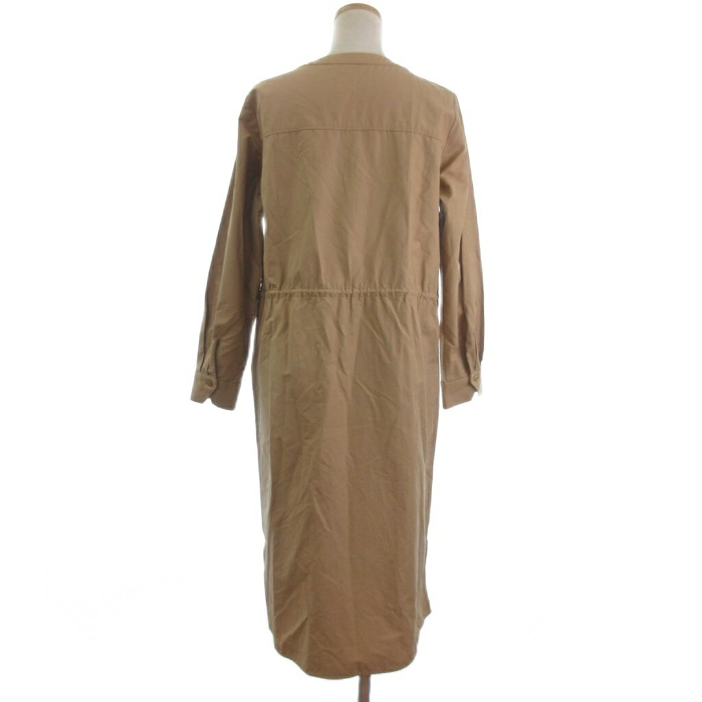 【中古】ビームスハート BEAMS HEART キーネック ドロスト ワンピース ひざ丈 長袖 ベージュ系 ■FF レディース 【ベクトル 古着】 250815