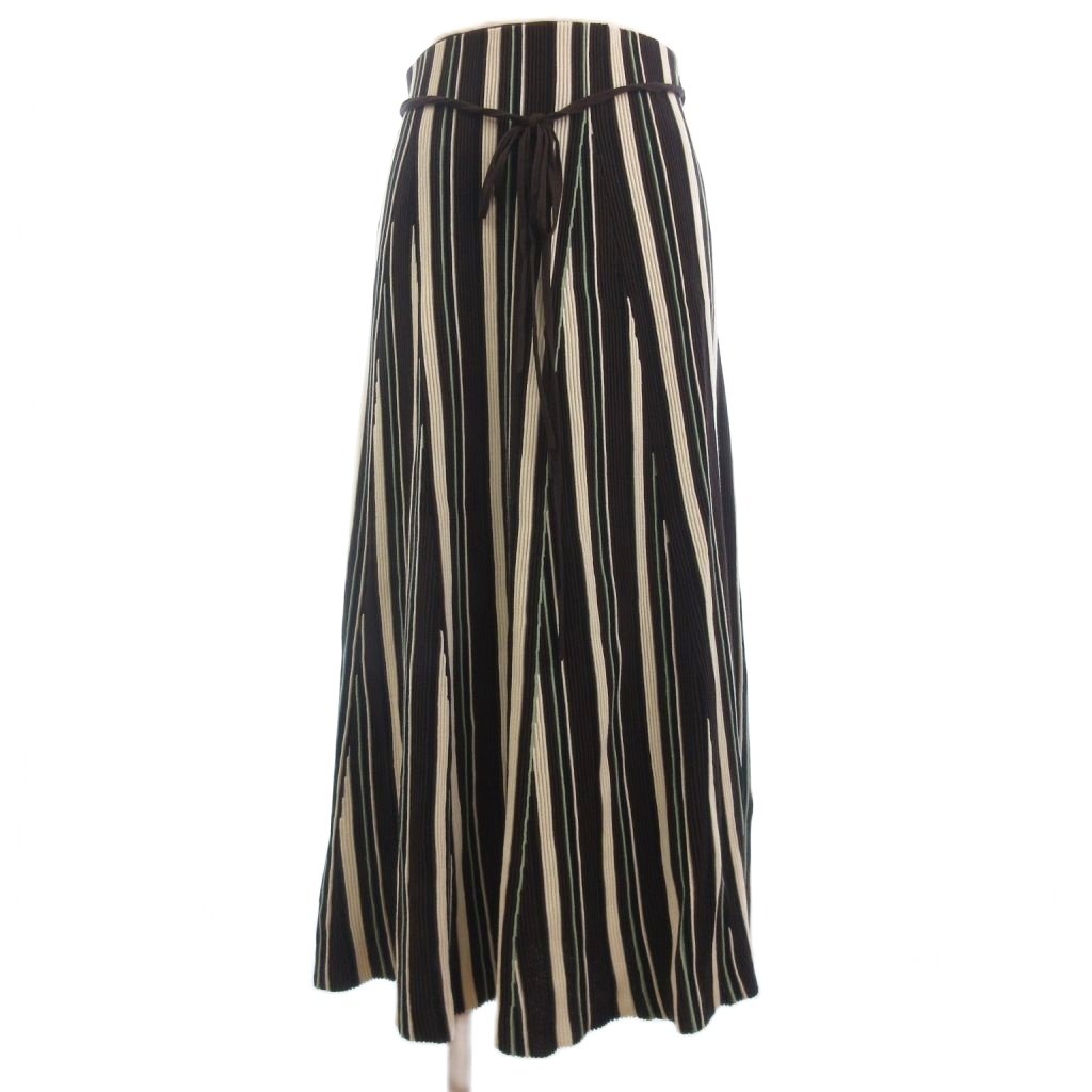 【中古】ミラオーウェン Mila Owen マルチカラーリップルニットスカート ロング ストライプ 1 茶 ブラウン レディース 【ベクトル 古着】 251015