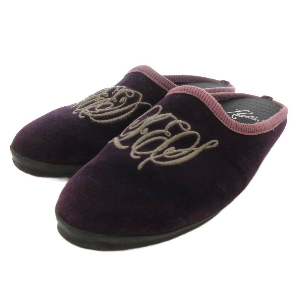 【中古】ニードルス ニードルズ Needles ミュール 6 スリッパ シューズ ベロア 刺繍 紫 パープル /AE ..