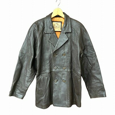 【中古】I.K.S ラムスキン レザー ピーコート ヴィンテージ 茶 ブラウン Free IKS-305 メンズ 【ベクトル 古着】 250309