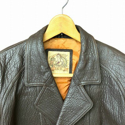 【中古】I.K.S ラムスキン レザー ピーコート ヴィンテージ 茶 ブラウン Free IKS-305 メンズ 【ベクトル 古着】 250309