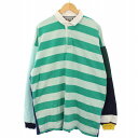 【中古】コロンビアニット COLUMBIA KNIT ヴィンテージ ポロシャツ 長袖 ボーダー柄 USA製 XL 緑 紺 /BM メンズ 【ベクトル 古着】 250424(4)