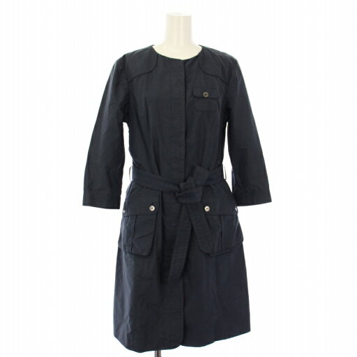 【中古】アクアスキュータム AQUASCUTUM スプリングコート ノーカラーコート L 紺 BKHDS00 /TK ☆AA★ レディース 【ベクトル 古着】 250626 【中古】アクアスキュータム AQUASCUTUM スプリングコート ノーカラーコート L 紺 BKHDS00 /TK ☆AA★ レディース 【ベクトル 古着】 250626