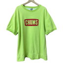 【中古】チャムス CHUMS オーバーサイズ スウェT スウェット Tシャツ ロゴ 薄手 半袖 黄緑 緑 グリーン XL メンズ 【ベクトル 古着】 25060...