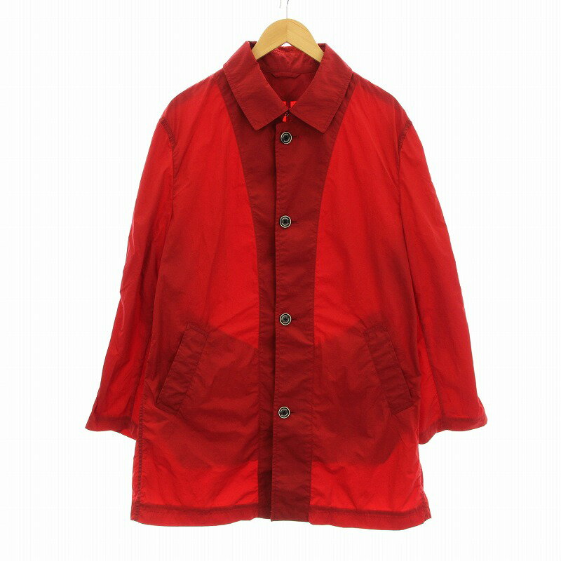 【中古】ニューヨーカー NEWYORKER LIMONTA ステンカラーコート ミドル丈 ナイロン LL 赤 レッド 11-38-8300 /KU メンズ 【ベクトル 古着】 250624