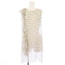 【中古】トーマスワイルド THOMAS WYLDE チュニック カットソー ノースリーブ シアー ロゴ フリル アシンメトリー シルク S アイボリー /KH ■GY41 レディース 【ベクトル 古着】 250627