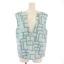 【中古】イウエンマトフ AEWEN MATOPH Vest ベスト プルオーバー キーネック ショート丈 総柄 F 水色 ライトブルー 緑 グリーン 8722-263-0015 /BB ■GY41 レディース 【ベクトル 古着】 250626