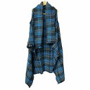 【中古】エンネオット カシミヤ混 ニットポンチョ チェック 青 灰 黒 ブルー グレー ブラック ■GY41 レディース 【ベクトル 古着】 250624