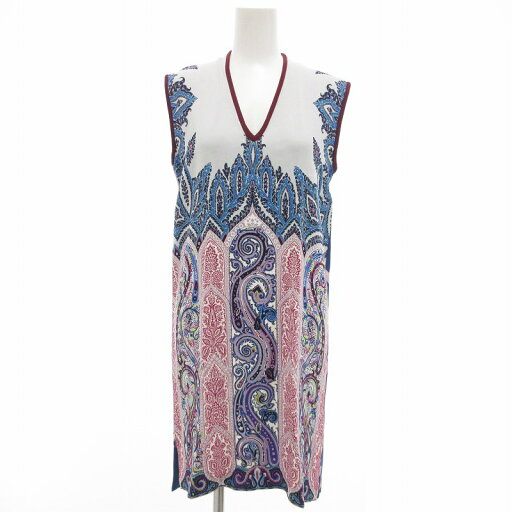 【中古】エトロ ETRO ワンピース ノースリーブ ひざ丈 ペイズリー柄 38 青系 マルチカラー /UO ■GY41 レディース 【ベクトル 古着】 250626 【中古】エトロ ETRO ワンピース ノースリーブ ひざ丈 ペイズリー柄 38 青系 マルチカラー /UO ■GY41 レディース 【ベクトル 古着】 250626