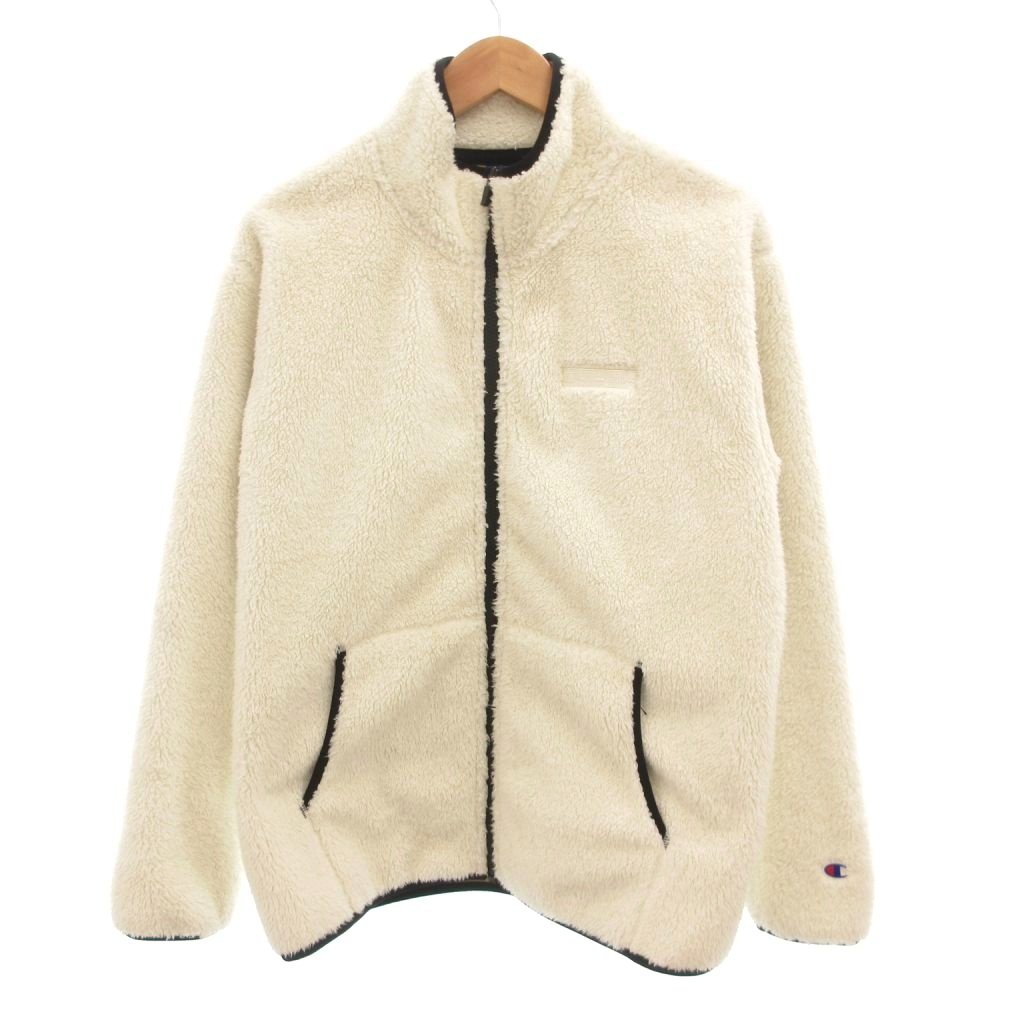 【中古】チャンピオン CHAMPION フリースジャケット ブルゾン ジップアップ ロゴ M 白 ホワイト /JS メンズ 【ベクトル 古着】 251014