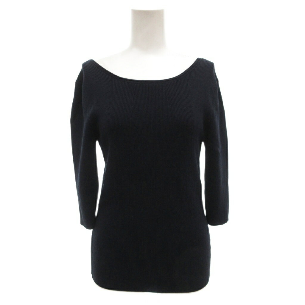 【中古】ソブ sov. ダブスタ ニット 38 紺 ネイビー バックリボン 5分袖 0309-220-201 /FF ■GY43 レデ..