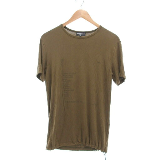 【中古】エンポリオアルマーニ EMPORIO ARMANI ドロスト プリント Tシャツ 半袖 S カーキ系 /UO ■GY43 メンズ レディース 【ベクトル 古着】 251016