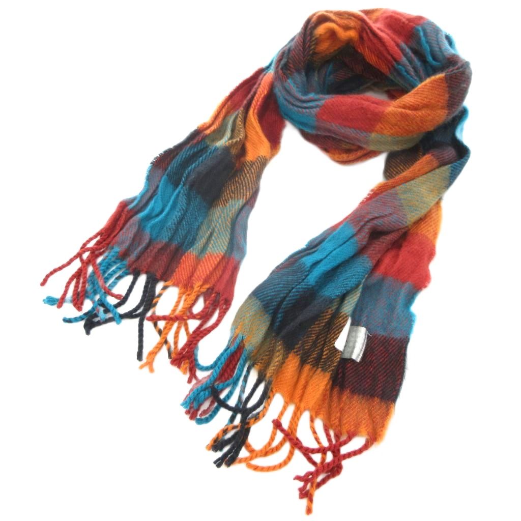【中古】タケオキクチ TAKEO KIKUCHI マフラー ストール チェック フリンジ マルチカラー /KR メンズ 【ベクトル 古着】 251113