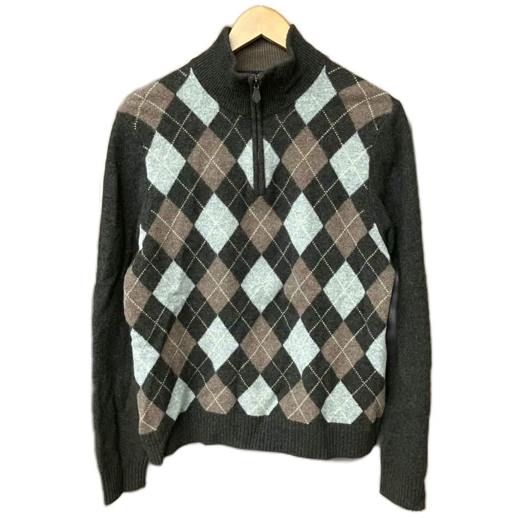 【中古】ブルックスブラザーズ BROOKS BROTHERS ハーフジップ ニット 長袖 セーター 柄 ウール M 茶 ブラウン メンズ 【ベクトル 古着】 251101