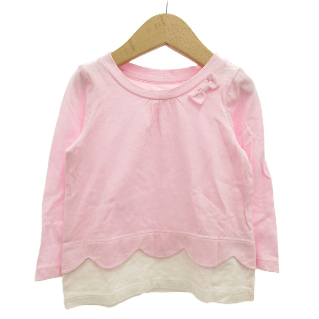 【中古】ケイトスペード KATE SPADE リボン 長袖Tシャツ カットソー ロンT 女の子 100 ピンク 白 ホワイト /GV ■GY14 キッズ 【ベクトル 古着】 251223