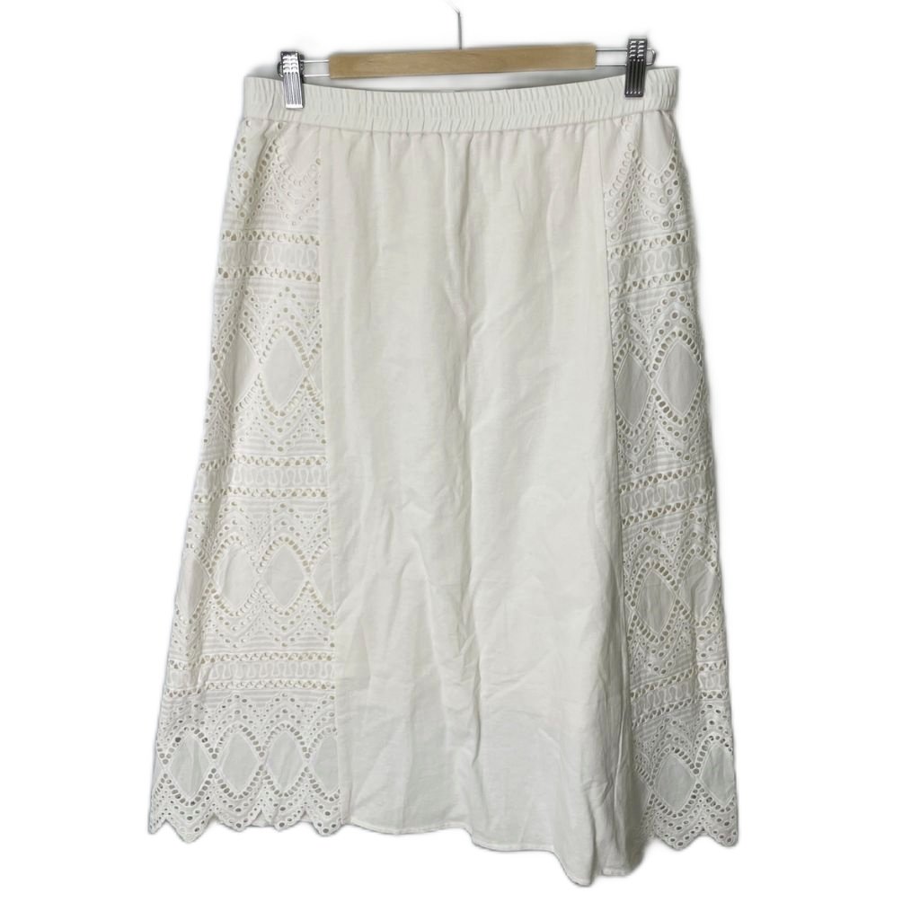 乐天商城 - 【中古】ラグナムーン LagunaMoon サイドレースマキシスカート フレア 刺繍 イージー ロング 032120800801-01 M ホワイト ■GY43 レディース 【ベクトル 古着】 260113