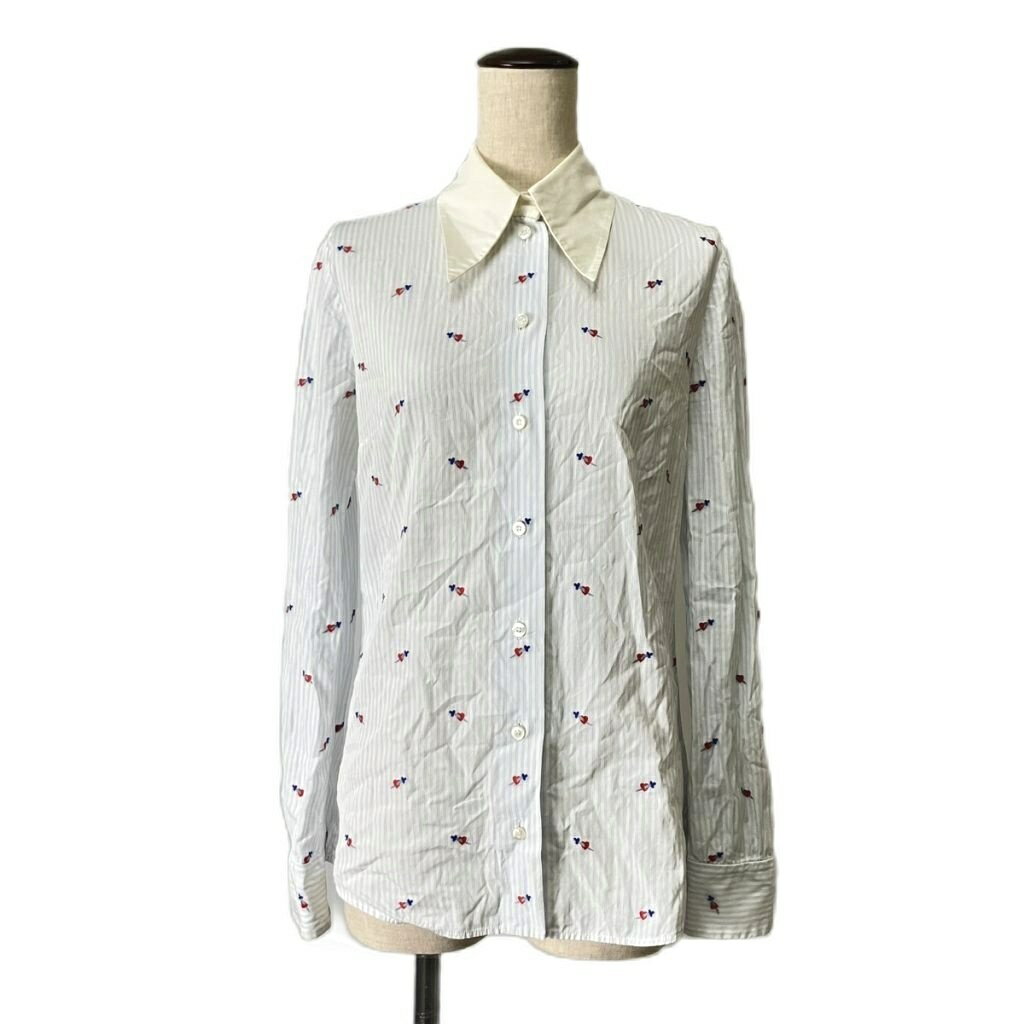 gucci///////////////\\\' - 【中古】グッチ GUCCI ストライプシャツ ハートソード 長袖 38 スカイブルー ■GY06 レディース 【ベクトル 古着】 260410