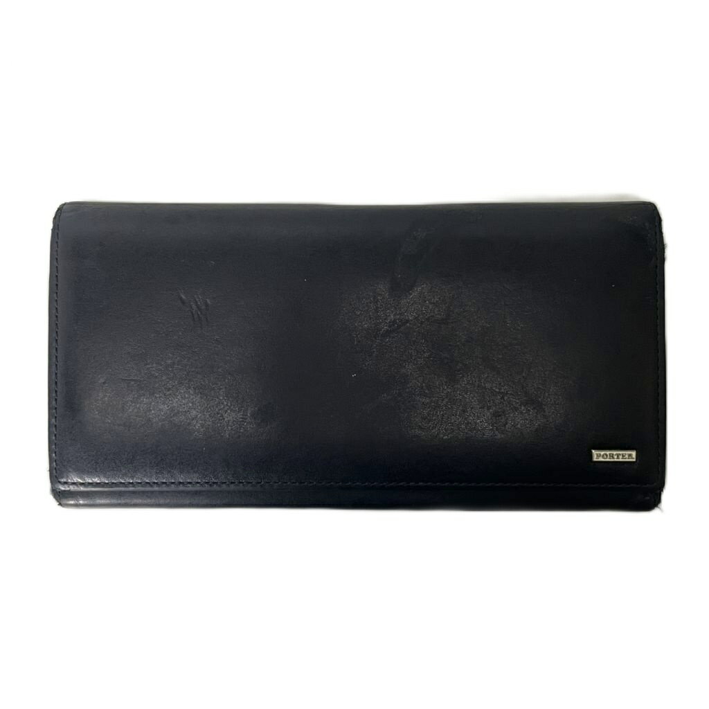 【中古】ポーター PORTER 長財布 ロングウォレット レザー 札入れ 小銭入れ ロゴ ブラック ■GY99 メンズ 【ベクトル 古着】 260424