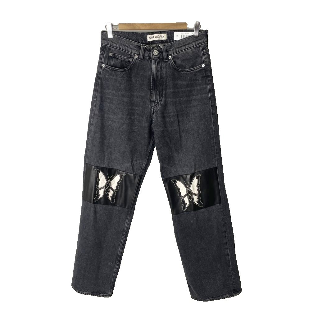 樂天商城 - 【中古】アワーレガシー OUR LEGACY 22SS THIRD CUT SCHMETTERLING PATCH DENIM デニム ジーンズ 蝶刺繍 レザー ニーパッチ M225TS 28 ブラック メンズ 【ベクトル 古着】 260526