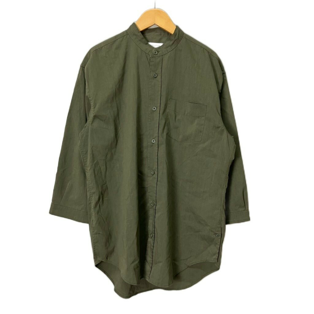 ノンネイティブ nonnative OFFICER SHIRT Q/S RELAXED FIT ノーカラー シャツ 麻混 7分袖 1 カーキ NN-S3718 メンズ  260612