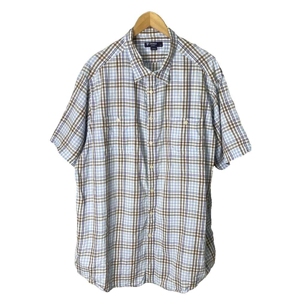 Cremieux Classics チェックシャツ カジュアル 古着 半袖 ブルー ■GY06 メンズ  260713