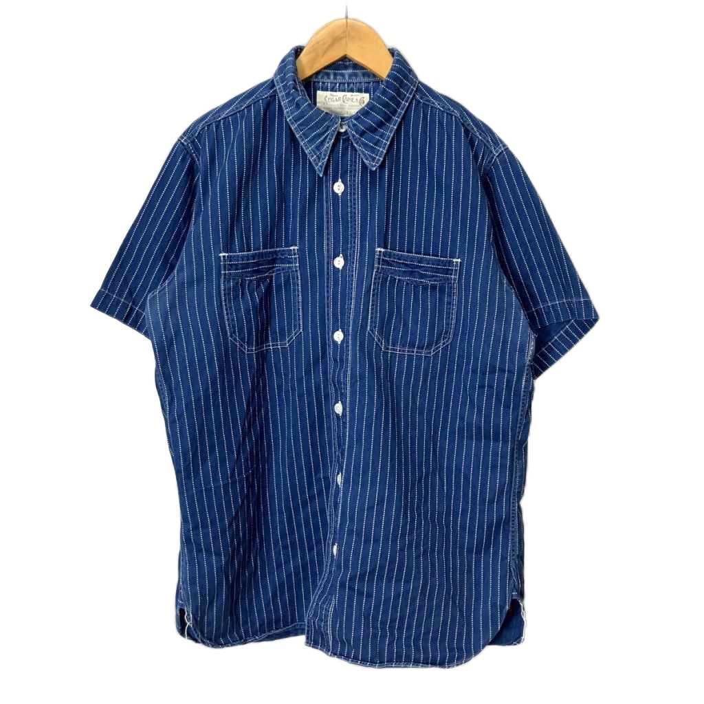 シュガーケーン SUGAR CANE ICTION ROMANCE 8.5oz. WABASH STRIPE WORK SHIRT ワークシャツ ヒッコリー M ネイビー SC36267N メンズ  260708