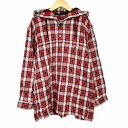 【中古】プランテーション plantation チェックシャツ フード付 長袖 コットン 赤 レッド M 日本製 レディース 【ベクトル 古着】 240529