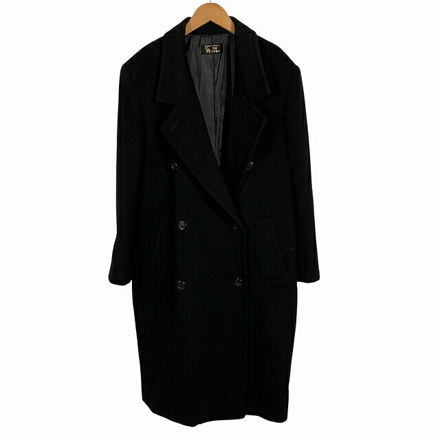【中古】ピュアカシミヤ100% ダブル ロングコート アウター 長袖 黒 ブラック L レディース 【ベクトル 古着】 241101