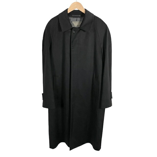 【中古】BALESTRINO カシミヤ100% ロングコート 比翼仕立て 無地 ブラック 黒 98-6号 L相当 メンズ 【ベクトル 古着】 250111