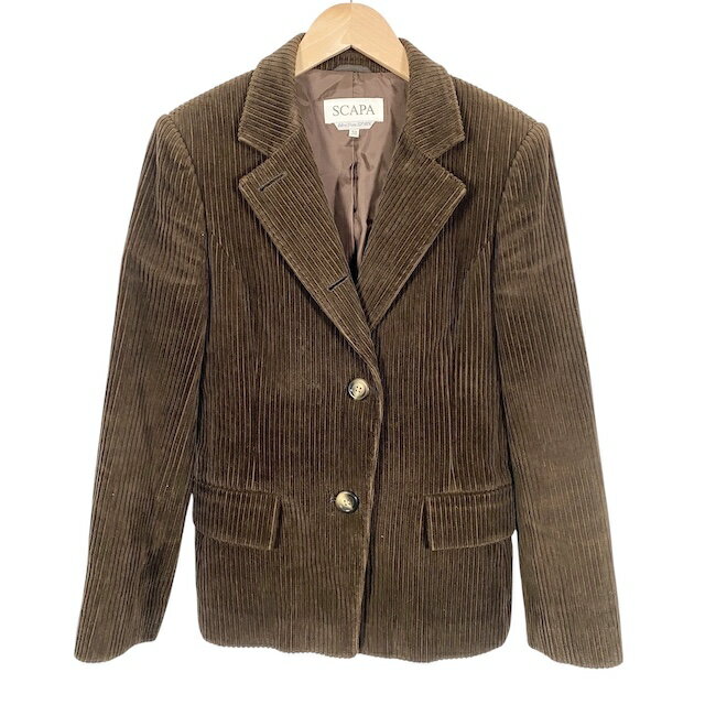 【中古】スキャパ SCAPA テーラードジャケット コーデュロイ 茶色 ブラウン 38 M相当 レディース 【ベクトル 古着】 250131