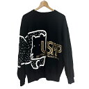 【中古】USPP 長袖トレーナー スウェット ロゴプリント ブラック ホワイト M レディース 【ベクトル 古着】 250412