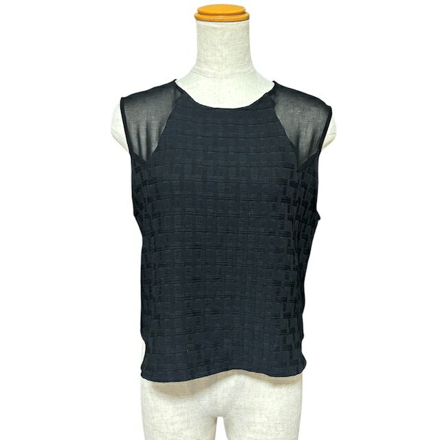 【中古】ザラ ZARA タグ付き ノースリーブカットソー トップス シアー 黒 ブラック M レディース 【ベクトル 古着】 250412
