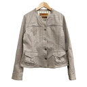 【中古】ヒロココシノ HIROKO KOSHINO ジャケット レザーブルゾン スタンドカラー 長袖 伸縮性 切替え モカベージュ サイズ40 レディース 【ベクトル 古着】 250513