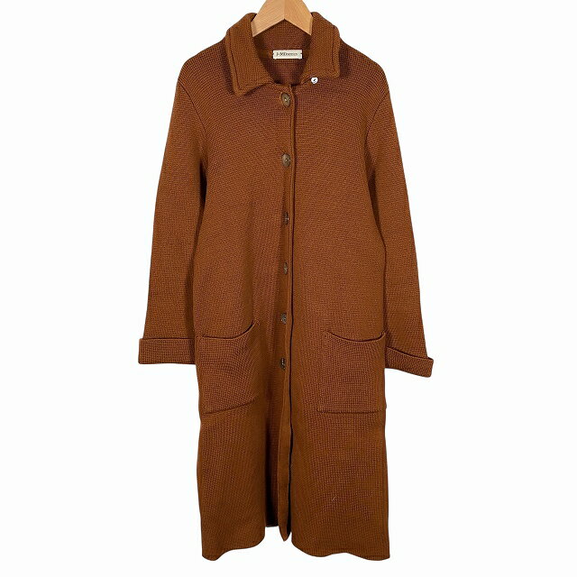 【中古】ジェイ&エムデヴィッドソン J&M Davidson ニット ロングコート 長袖 ウール100% ブラウン ベルギー製 レディース 【ベクトル 古着】 250608