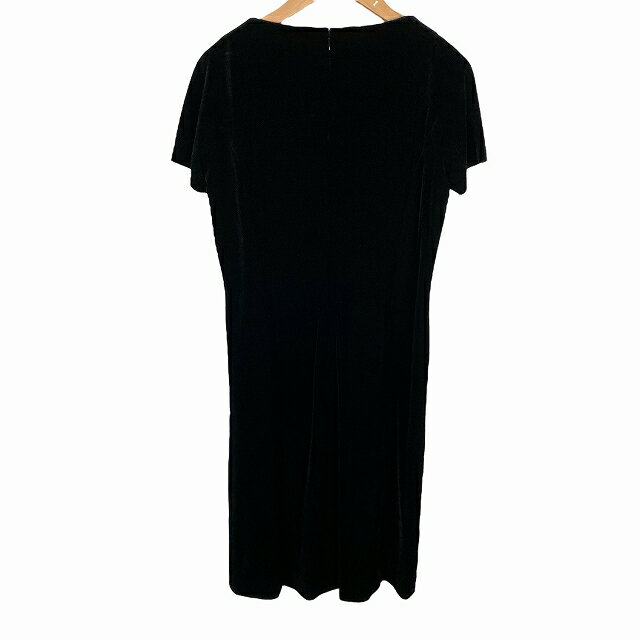 【中古】クレージュ courreges ワンピース 半袖 ひざ丈 ベロア 黒 ブラック 9 M相当 レディース 【ベクトル 古着】 250705