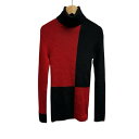 【中古】リミフゥ LIMI feu カラーブロック タートルネック ニット セーター ハイネック バイカラー Sサイズ レッド ブラック レディース 【ベクトル 古着】 250708(4)