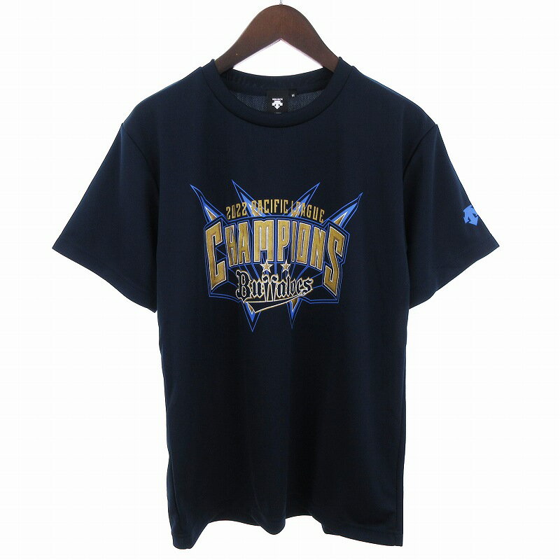 【中古】未使用品 デサント DESCENTE タグ付き Orix Buffaloes オリックスバファローズ 2022 優勝記念 Tシャツ 半袖 DBFR-2222 ネイビー M メンズ 【ベクトル 古着】 240312