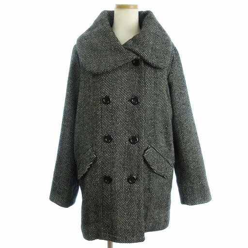 【中古】イング INGNI ヘリンボーン ダブル コート ビッグカラー 黒 ブラック系 M レディース 【ベクトル 古着】 241205 【中古】イング INGNI ヘリンボーン ダブル コート ビッグカラー 黒 ブラック系 M レディース 【ベクトル 古着】 241205